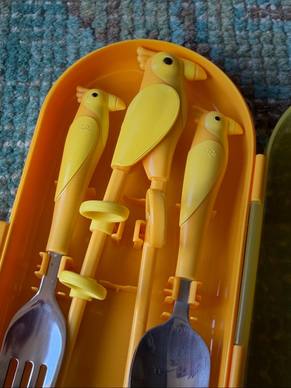 One set of Yellow Parrot Children's Cutlery Set with Carrying Case ~ Target